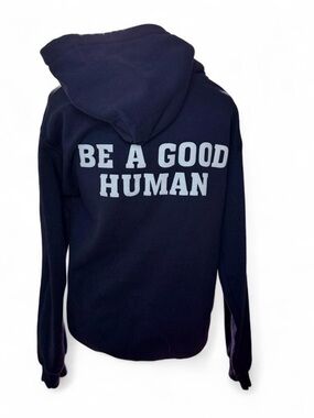 (821–1) Nauti Beaver Hut Navy Blue Pullover Graphic Hoodie Men's Small
